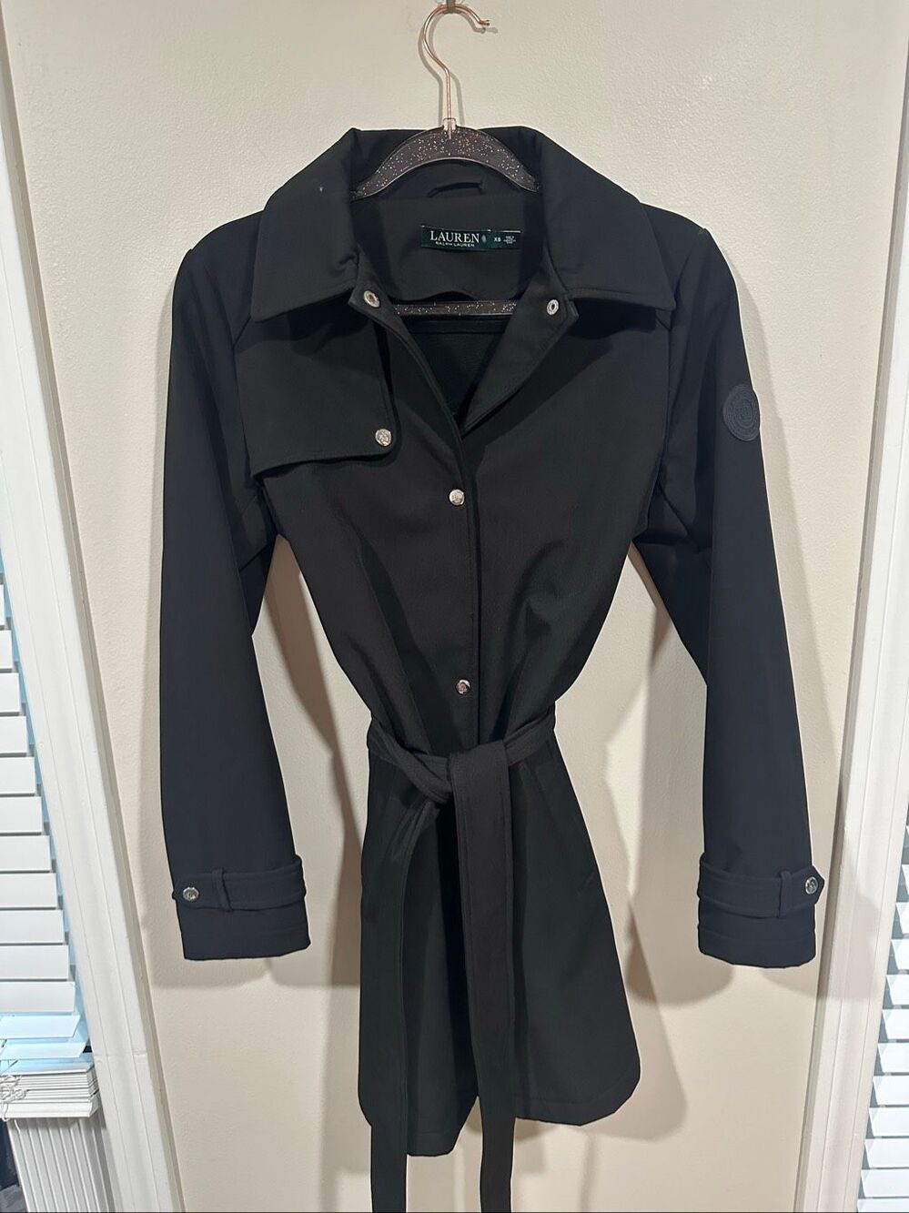 Lauren Ralph Lauren Black Women's Trench Coat Belted XS